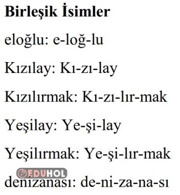Heceleme- Birleşik İsimler(Ulama)