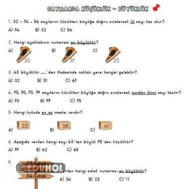 Sayılarda büyüklük küçüklük test