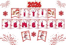 2026 İyi Seneler Panosu Harfler ive Süslemeleri