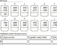 3.Sınıf Çıkarma İşlemi