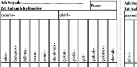 Zıt Anlamlı Kelimeler A,B,C,D Harfleri Değerlendirme