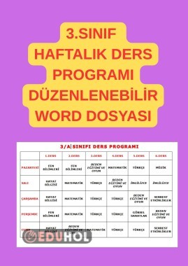 3. SINIF DÜZENLENEBİLİR DERS PROGRAMI