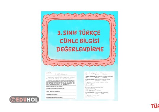 3. SINIF TÜRKÇE CÜMLE BİLGİSİ DEĞERLENDİRME