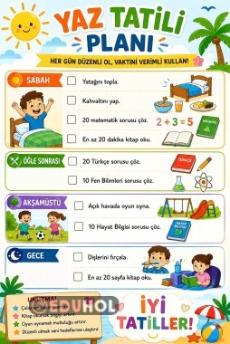 3. SINIFA GEÇEN ÖĞRENCİLER İÇİN YAZ TATİLİ PLANI