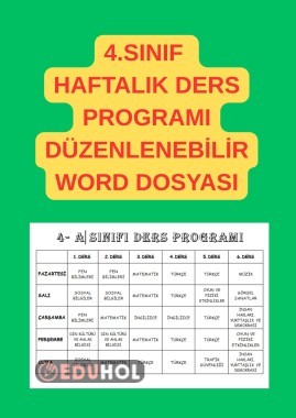 4. SINIF DERS PROGRAMI (WORD DOSYASI)