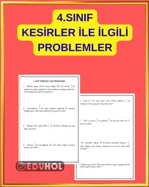 4. SINIF KESİRLER KONUSU İLE İLGİLİ PROBLEMLER