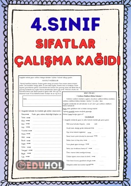4. SINIF SIFATLAR ÇALIŞMA KAĞIDI