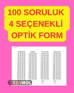 4 SEÇENEKLİ 100 SORULUK OPTİK FORM