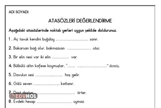 ATASÖZLERİ DEĞERLENDİRME
