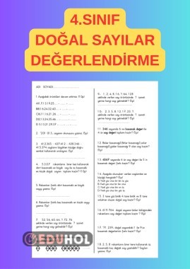 DOĞAL SAYILAR KONUSU DEĞERLENDİRME ÇALIŞMASI