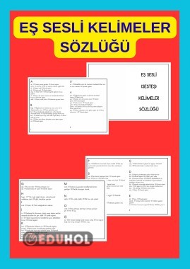 EŞ SESLİ KELİMELER SÖZLÜĞÜ
