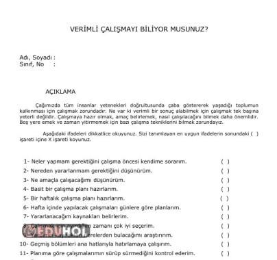 VERİMLİ ÇALIŞMAYI BİLİYOR MUSUNUZ? ÖLÇEĞİ