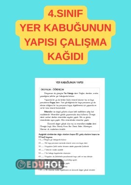 YER KABUĞUNUN YAPISI ÇALIŞMA KAĞIDI