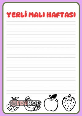 YERLİ MALI HAFTASI ŞİİR YAZMA KAĞIDI