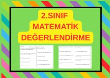 2. SINIF MATEMATİK DERSİ DEĞERLENDİRME ÇALIŞMASI