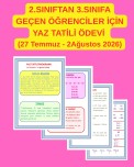 27 TEMMUZ - 2 AĞUSTOS 2026 YAZ TATİLİ ÖDEVİ