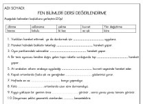 3. SINIF FEN BİLİMLERİ DERSİ DEĞERLENDİRME