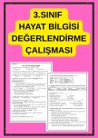 3. SINIF HAYAT BİLGİSİ DEĞERLENDİRME ÇALIŞMASI