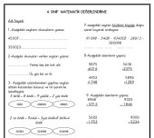 4. SINIF MATEMATİK DEĞERLENDİRME
