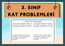 DEFTERE YAPIŞTIRMAK İÇİN 3. SINIF KAT PROBLEMLERİ (BİR KAĞIT 2 ÖĞRENCİ İÇİNDİR.)