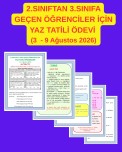 YAZ TATİLİ ÖDEVİ ( 3 - 9 AĞUSTOS 2026 )