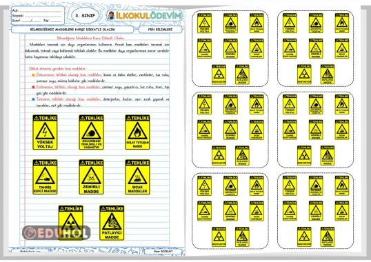 Fen Bilimleri Bazı Maddeler Tehlikelidir Defter Notu