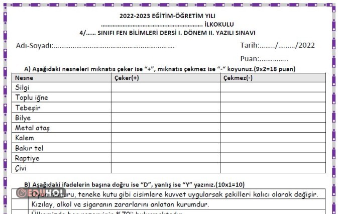 Fen Bilimleri Dersi 1. Dönem 2... · Eduhol - Etkinlik İndir Oyun Oyna ...