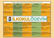 15. Hafta Defter Doldurma Çizelgesi