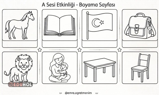 A Sesinin Geçtiği Varlıklar Boyama Çalışması (2 Sayfa)