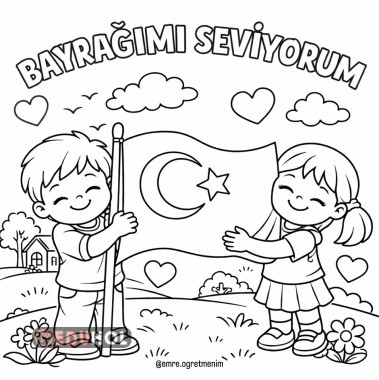 İlk Dersimiz Bayrak Boyama Sayfaları