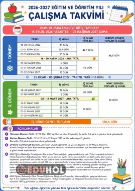 2026 2027 Çalışma Takvimi