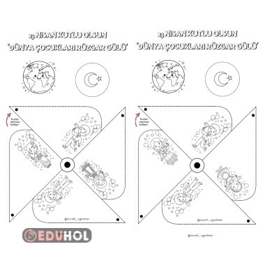 23 Nisan Dünya Çocukları Rüzgar Gülü Boyama