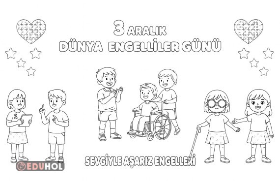 3 Aralık Dünya Engelliler Günü Boyama Sayfası