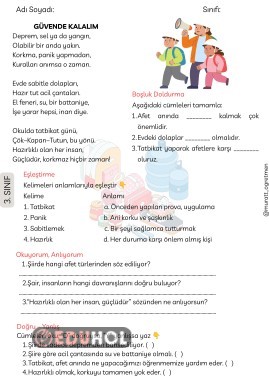Afetler ve Dayanıklılık Ayı Şiir Okuma Anlama