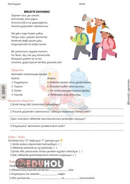 Afetler ve Dayanıklılık Ayı Şiir Okuma Anlama