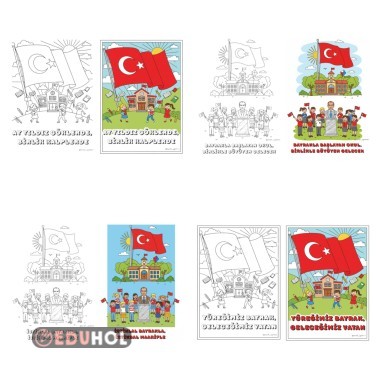 AYYILDIZ GÖKLERDE, BİRLİK KALPLERDE BOYAMA SAYFALARI