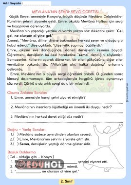 Mevlana Haftası Okuma Anlama