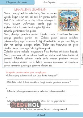 Polis Haftası Okuma Anlama