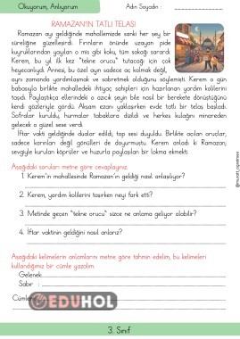 Ramazan'ın Tatlı Telaşı Okuma Anlama Metni