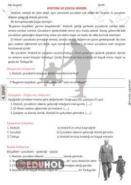 ''Atatürk ve Çocuk Sevgisi'' Okuma Anlama