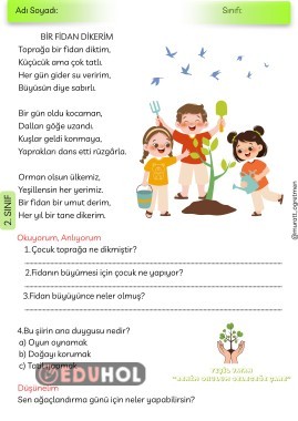 ''Bir Fidan Dikerim'' Okuma Anlama-Şiir