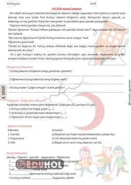 ''İyiliğin Rengi Kırmızı'' Okuma Anlama Metni