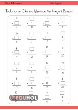 Toplama ve Çıkarmada Verilmeyeni Bulalım Genel Tekrar