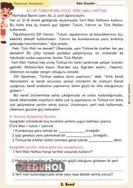 Yerli Malı Haftası Okuma Anlama Metni