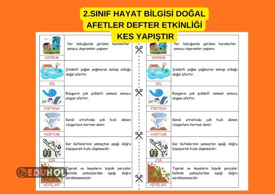 2.SINIF HAYAT BİLGİSİ AFETLERE KARŞI ALINACAK ÖNLEMLER / DOĞAL AFETLER DEFTER NOTU VE ETKİNLİK