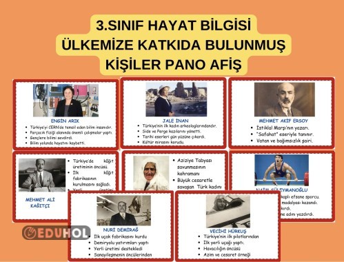 3.SINIF HAYAT BİLGİSİ ÜLKEMİZİN DEĞERLERİ PANO AFİŞ