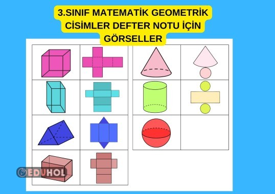 3.SINIF MATEMATİK GEOMETRİK CİSİMLER VE AÇINIMLAR DEFTER NOTU İÇİN GÖRSELLER