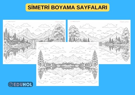 3.SINIF MATEMATİK SİMETRİ MANZARA BOYAMA SAYFALARI SERBEST ETKİNLİK