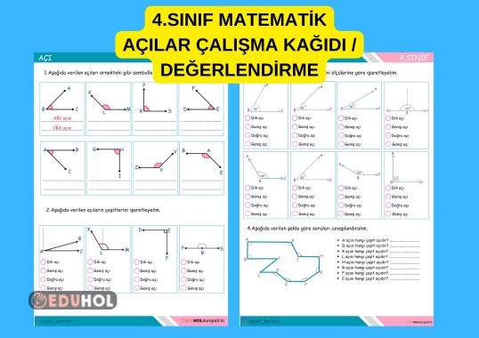 4.SINIF MATEMATİK AÇI ÇEŞİTLERİ ÇALIŞMA KAĞIDI