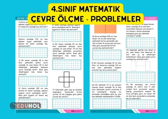 4.SINIF MATEMATİK ÇEVRE ÖLÇME PROBLEMLER ETKİNLİK ÖDEV